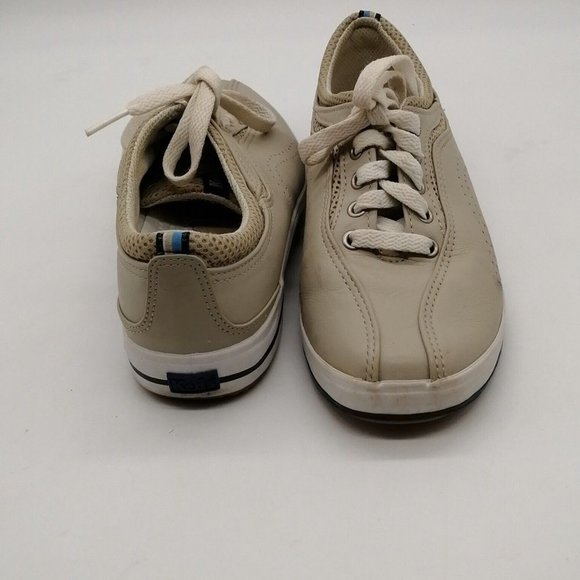 Keds Womens Sneakers Beige Leather Lace Up Walking Shoe Round‎ Toe Flat Heel 6.5 - Picture 3 of 11